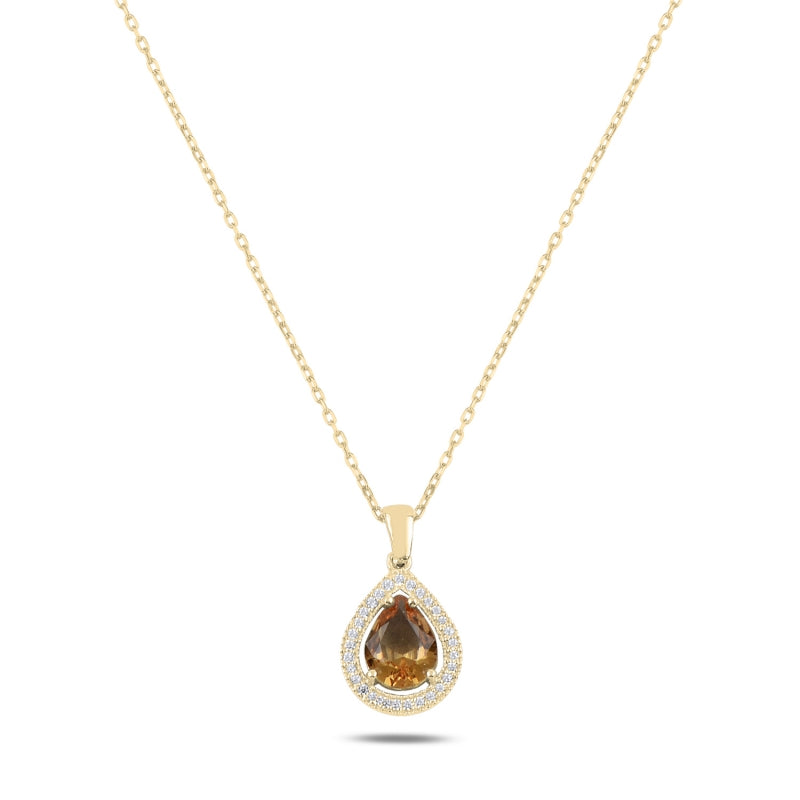 Sterling Silver Rose Gold Plated Teardrop Zultanite Necklace