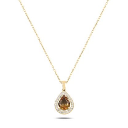 Sterling Silver Rose Gold Plated Teardrop Zultanite Necklace