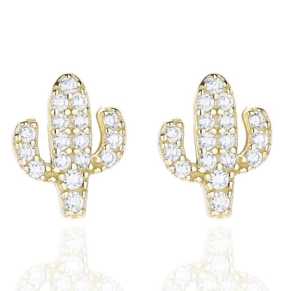 Sidabriniai auksuoti kaktusai su cirkoniais