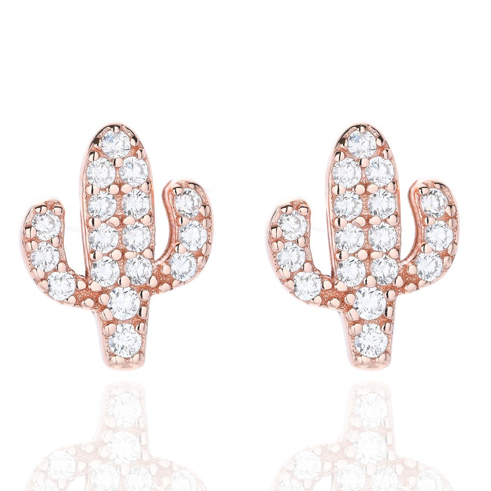 Sidabriniai paauksuoti kaktusai su cirkoniais