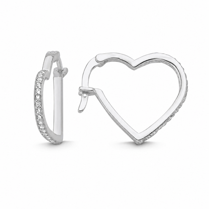 Sterling Silver Rhodium Plated English Lock Heart Earrings