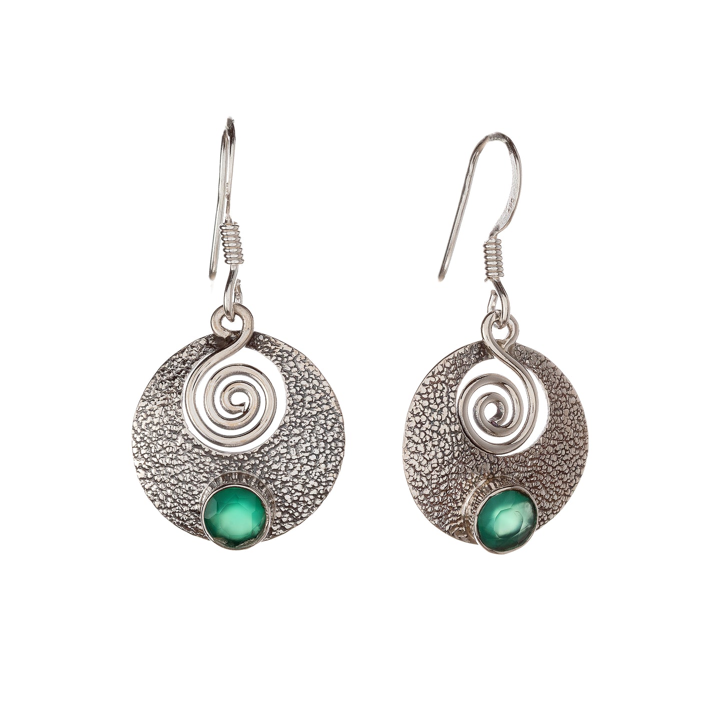 Sterling Silver Green Onyx Drop Earrings