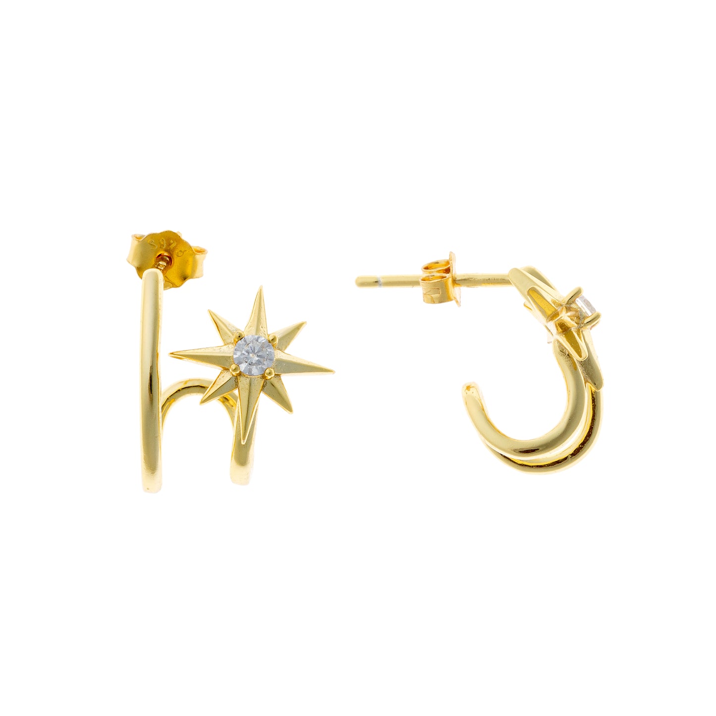 Sidabriniai auskarai su žvaigždutėmis