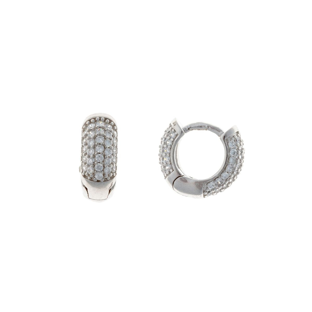 Sterling Silver Rhodium Plated 12 mm CZ Hoops