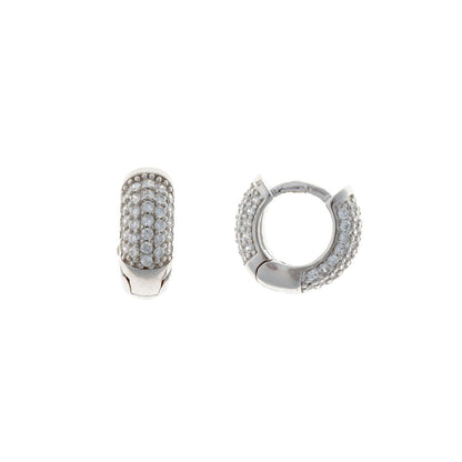 Sterling Silver Rhodium Plated 12 mm CZ Hoops