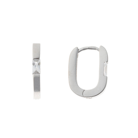 Sidabrinės pailgos rinkutės su cirkoniu