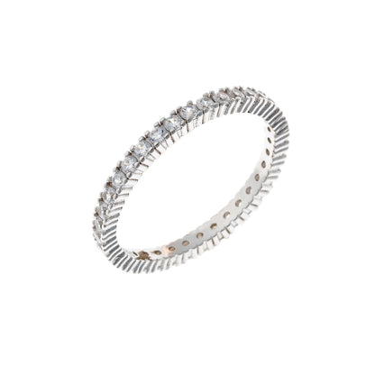 Sidabrinis žiedas su cirkonių juostele