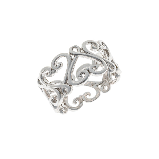 Sidabrinis rodžiuotas ornamentuotas žiedas