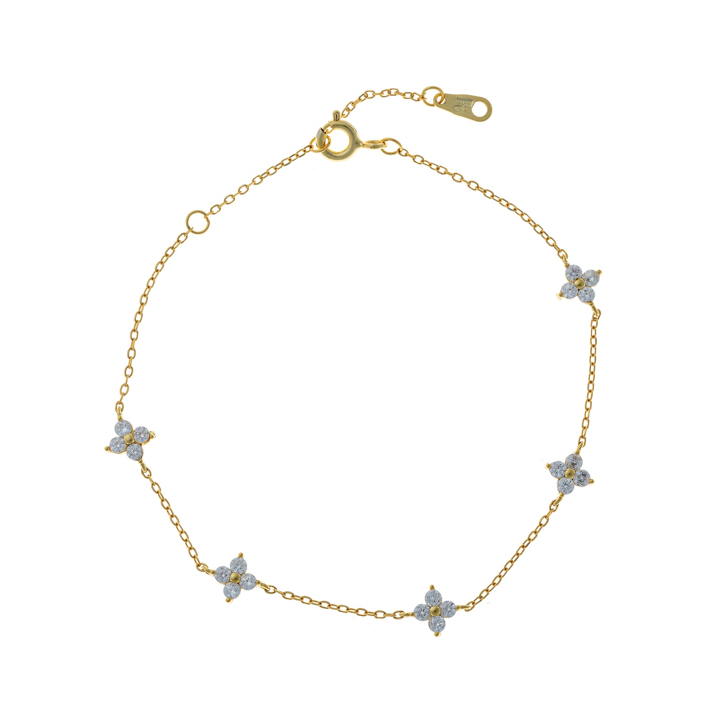 Sidabrinė auksuota apyrankė su cirkoniais "Gėlytės"