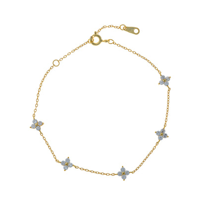 Sidabrinė auksuota apyrankė su cirkoniais "Gėlytės"