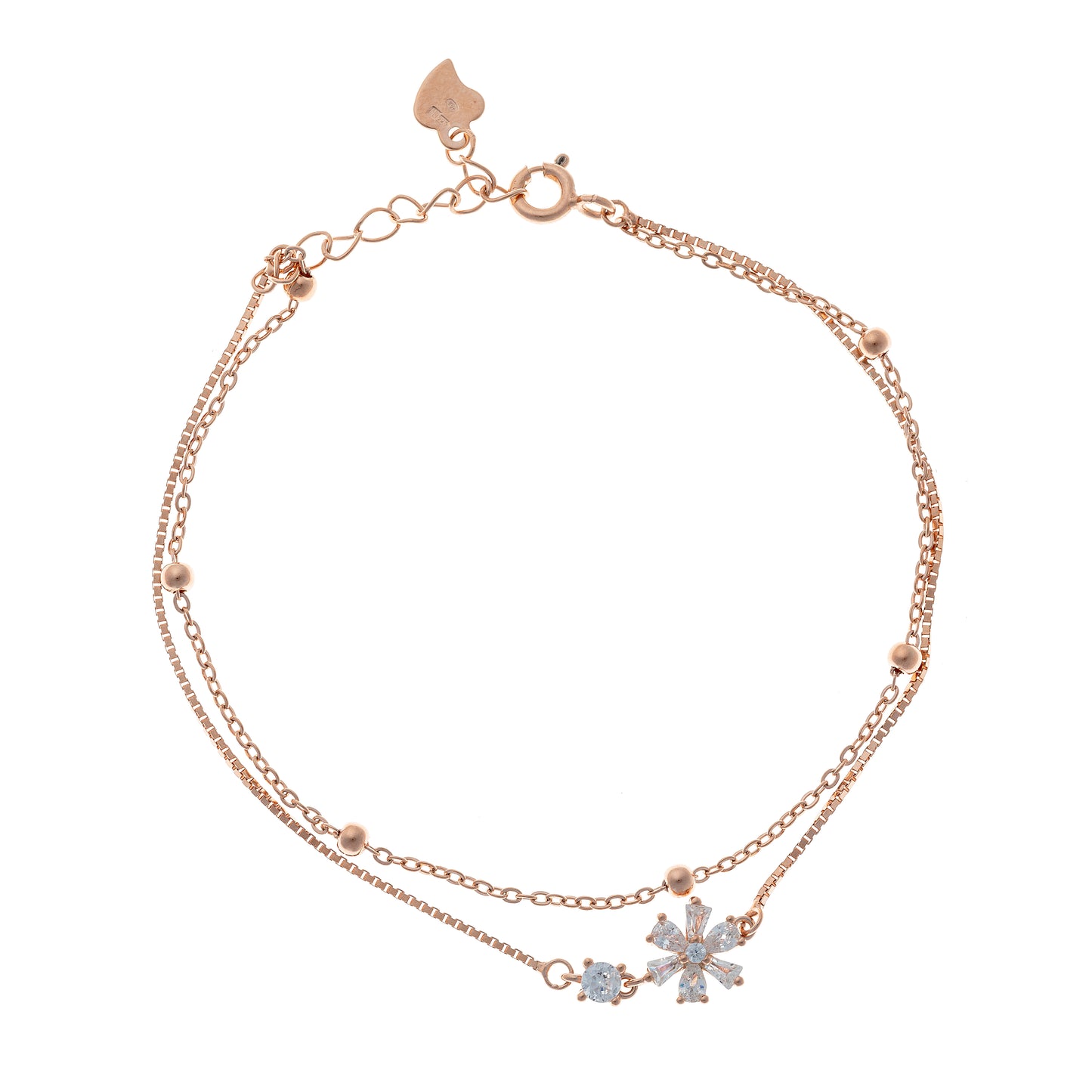 Sidabrinė dviejų gijų apyrankė su cirkoniais "Gėlyte"