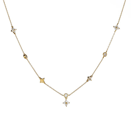 Sidabrinis pakabukas "Gėlytės" su cirkoniais ir grandinėle