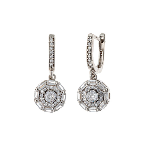 Sterling Silver Rhodium Plated English Lock Earrings
