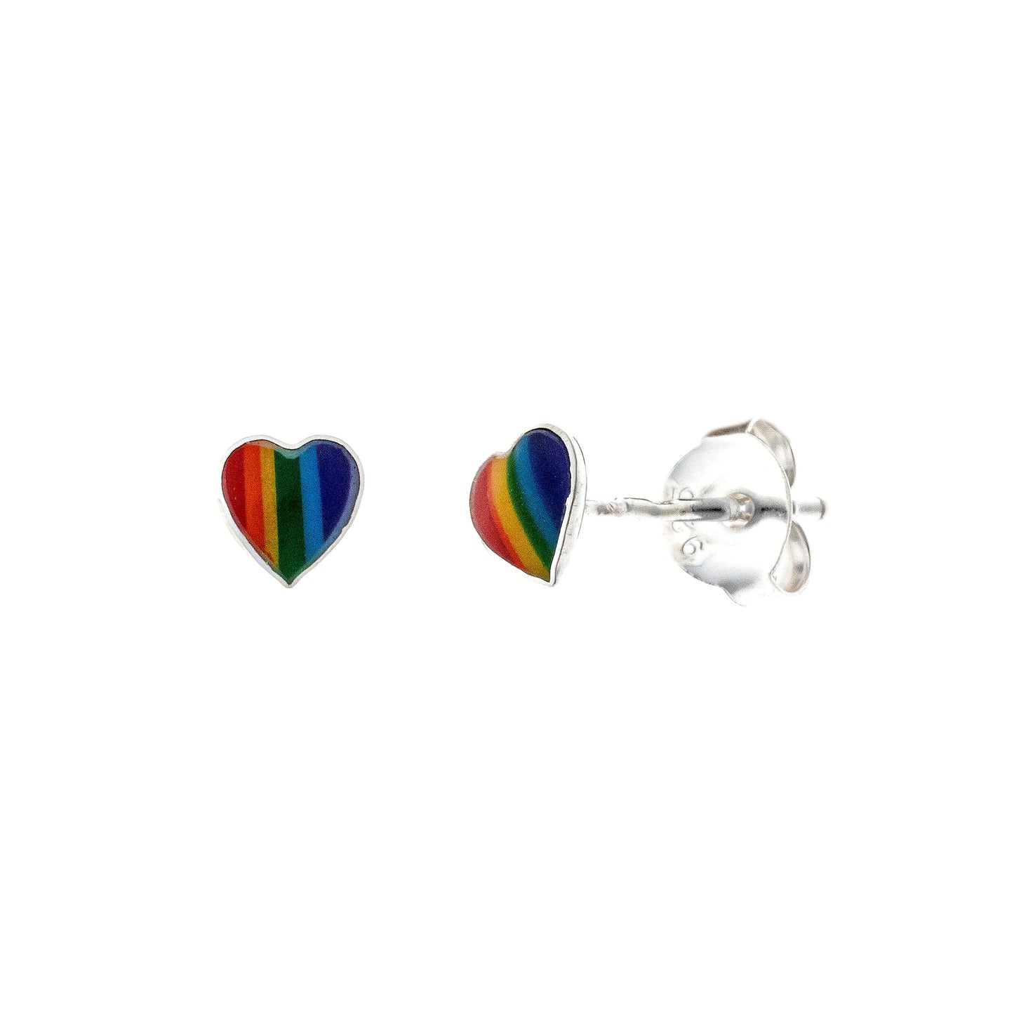 Sterling Silver Enamel Plated Studs "Hearts"