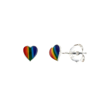 Sterling Silver Enamel Plated Studs "Hearts"