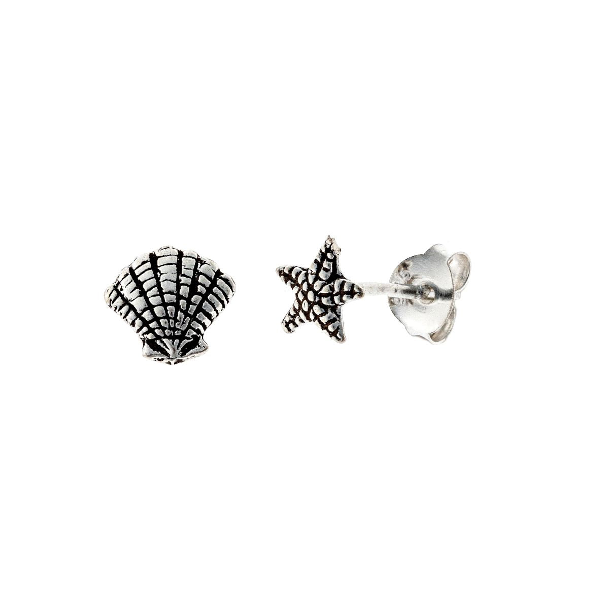 Sidabriniai auskarai „Shell & Star“