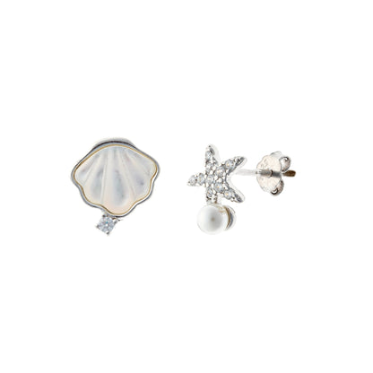 Sidabriniai rodžiuoti auskarai „Shell & Star“