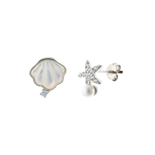 Sidabriniai rodžiuoti auskarai „Shell & Star“