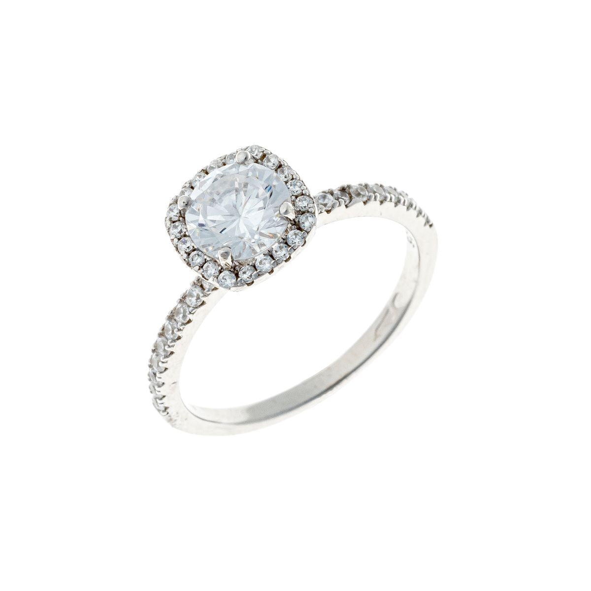 Sterling Silver Rhodium Plated Square CZ Ring