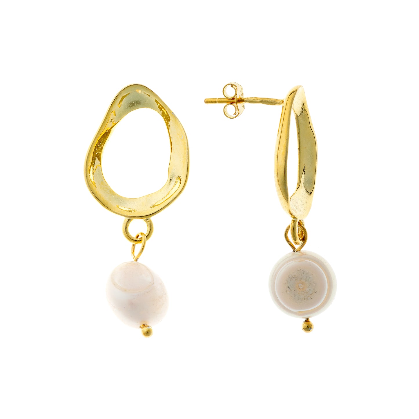 Sterling Silver Gold Plated Pearl Drop Earrings