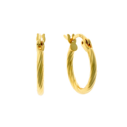Sterling Silver Gold Plated Twisted Hoops