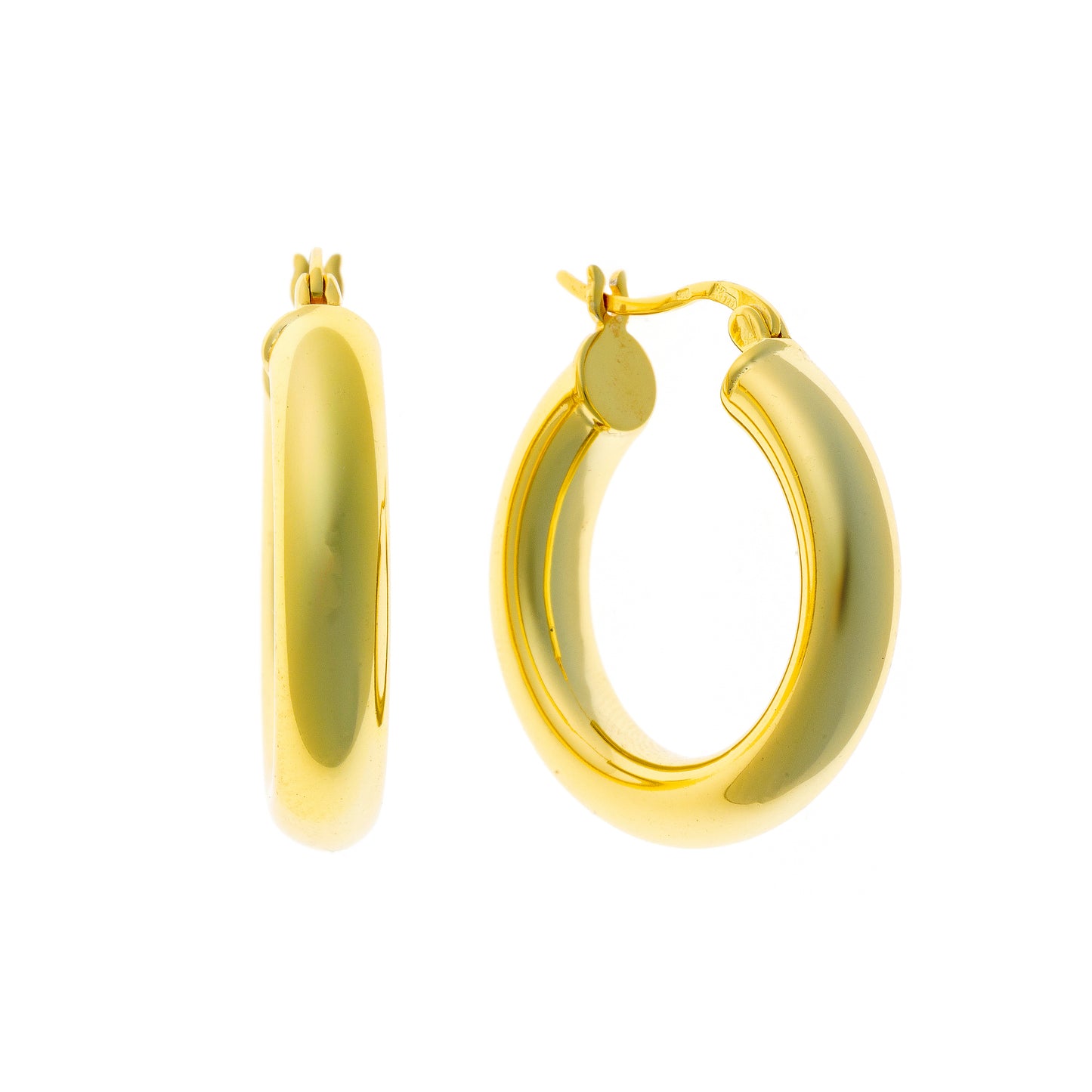 Sterling Silver Gold Plated Thick Hoops