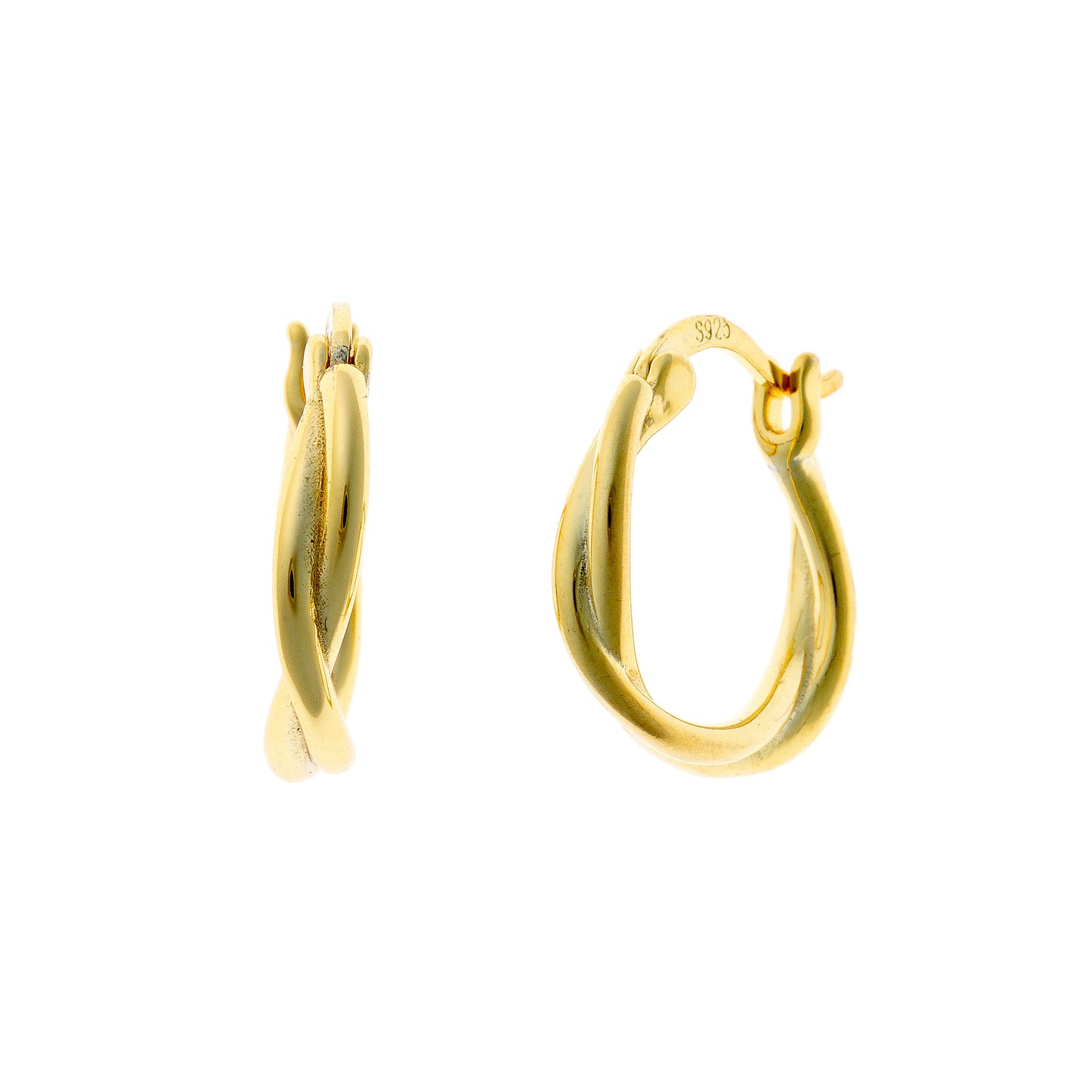 Sterling Silver Gold Plated Twisted Hoops