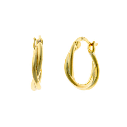 Sterling Silver Gold Plated Twisted Hoops