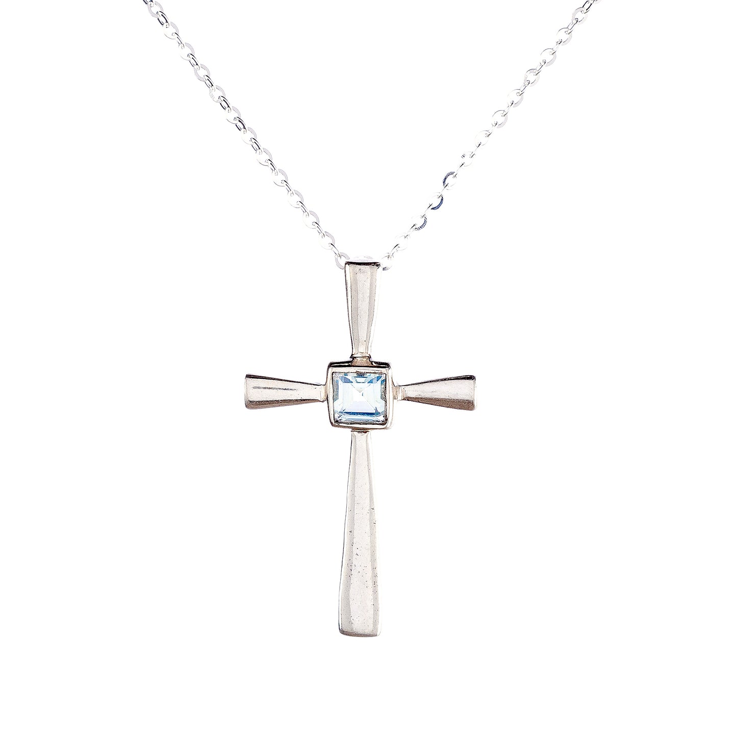 Sidabrinis kryželis su topazu ir grandinėle