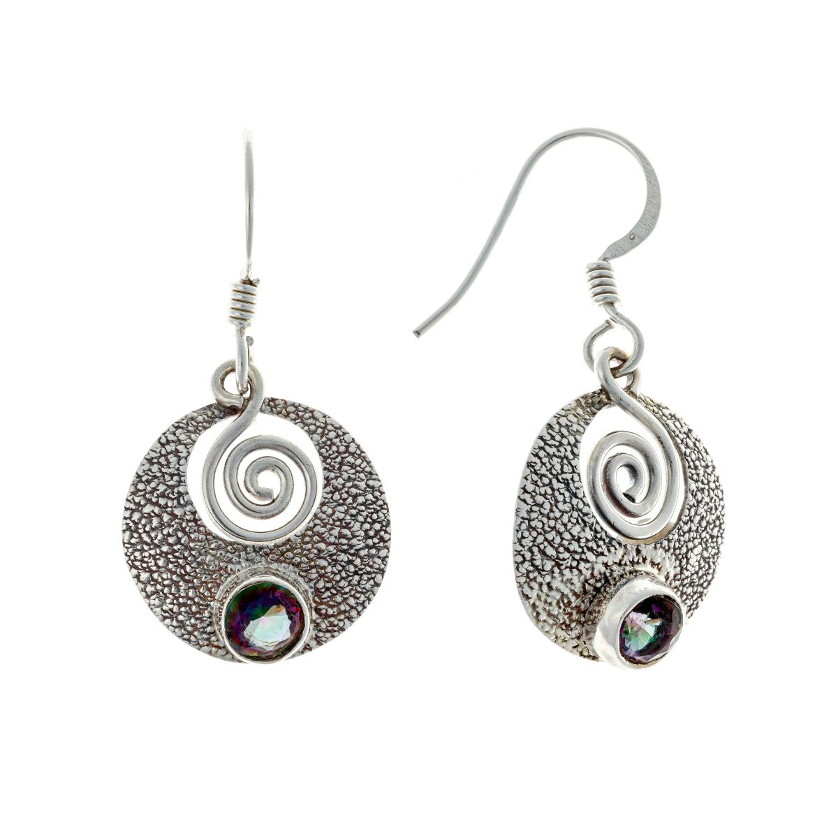 Sidabriniai kabantys auskarai su mistiniu topazu