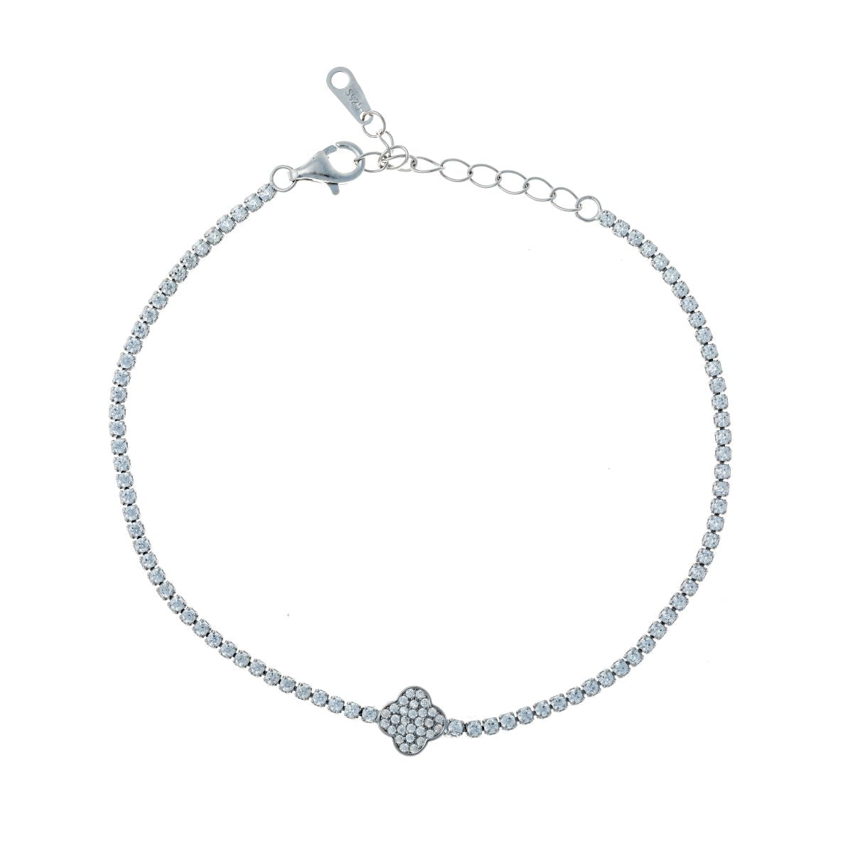 Sidabrinė rodžiuota Tennis apyrankė "Dobilas"