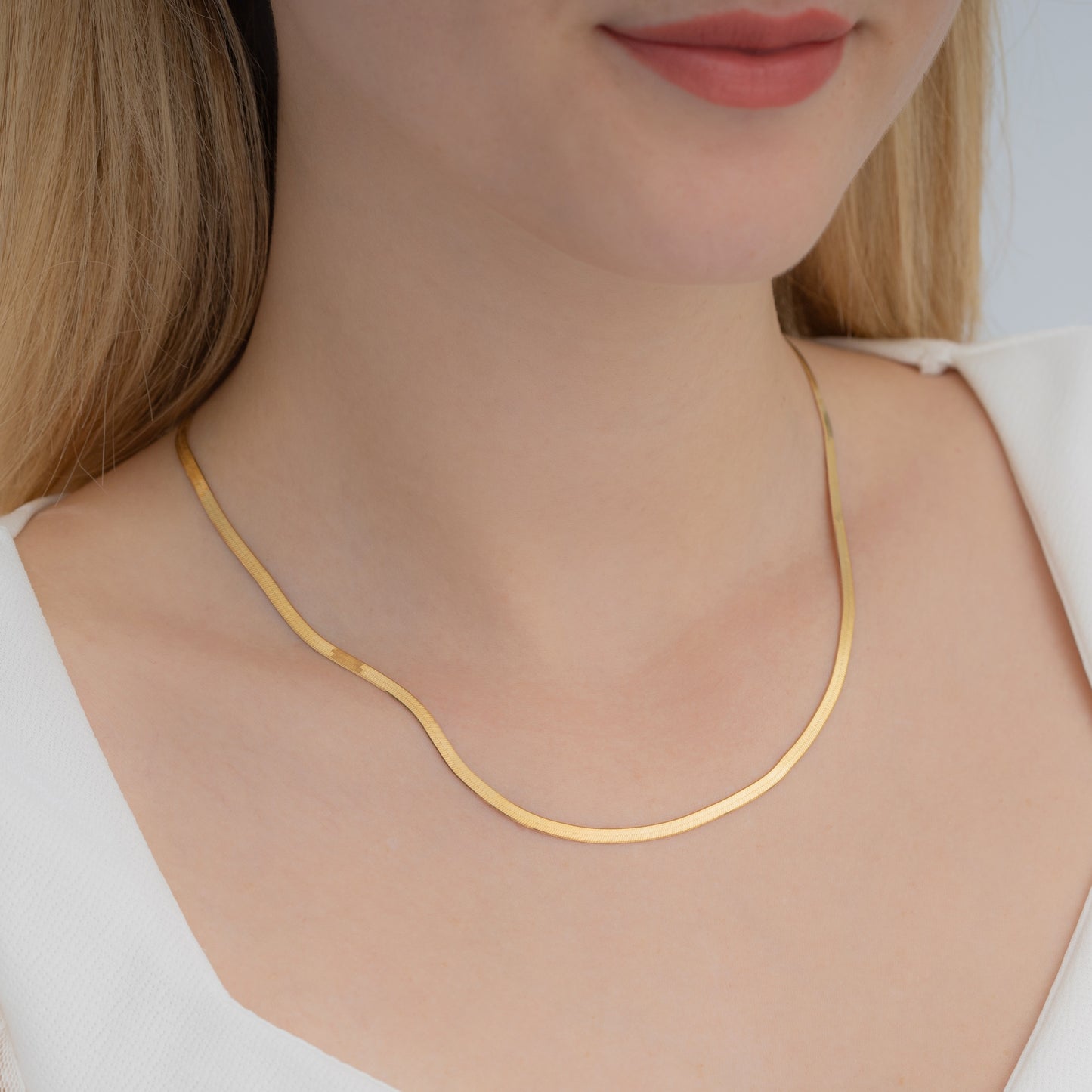 Sidabrinė auksuota 40 - 45 cm grandinėlė "Flat chain"