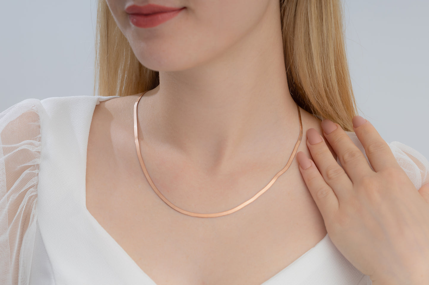 Sidabrinė paauksuota 40 - 45 cm grandinėlė "Flat chain"