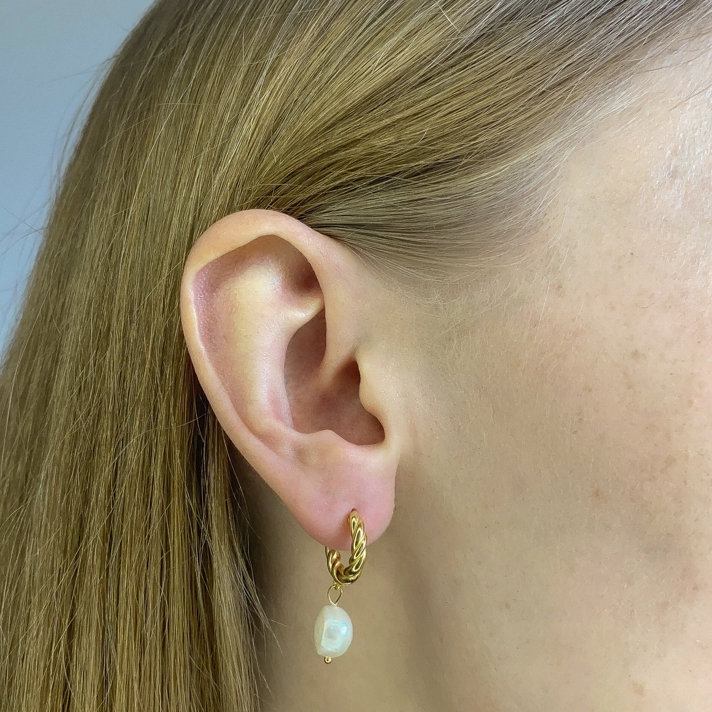 Sterling Silver Gold Plated Pearl Drop Earrings