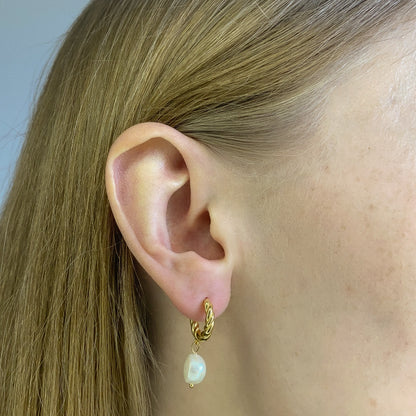 Sterling Silver Gold Plated Pearl Drop Earrings