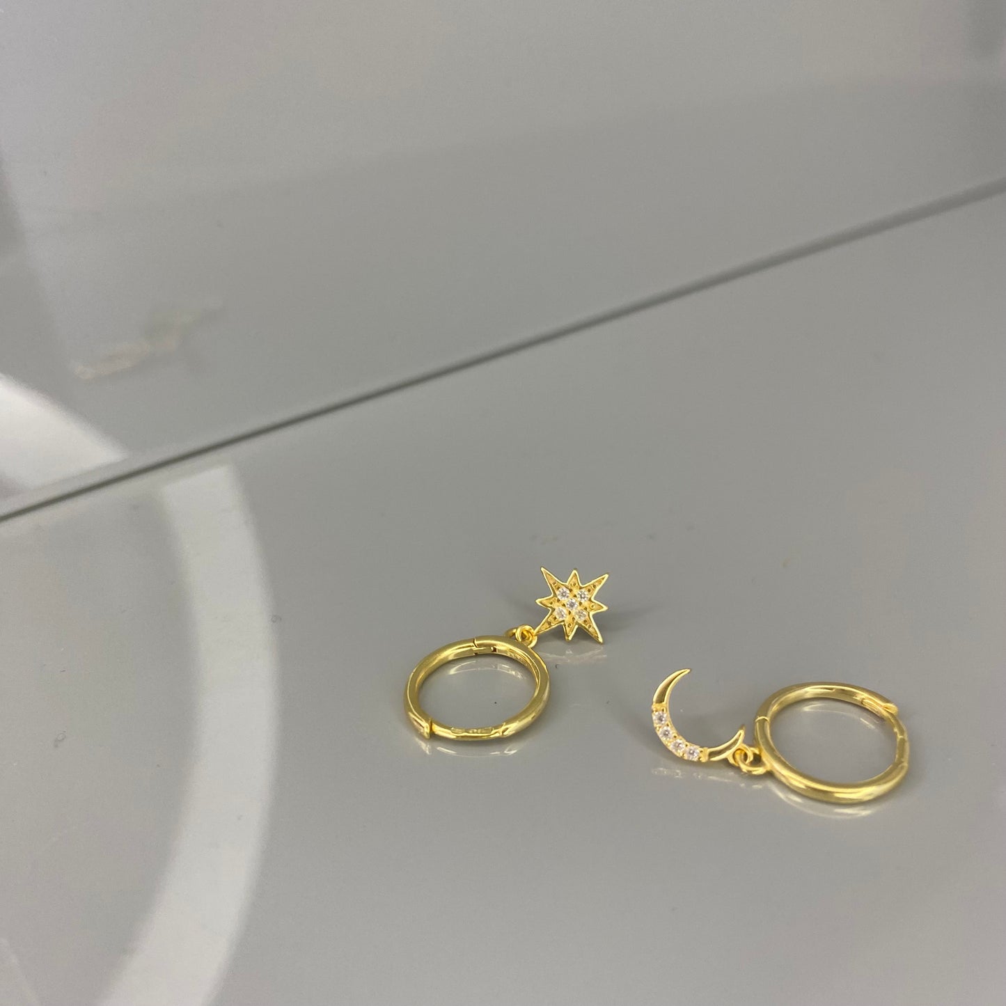 Sidabrinės auksuotos rinkutės "Star & Moon"