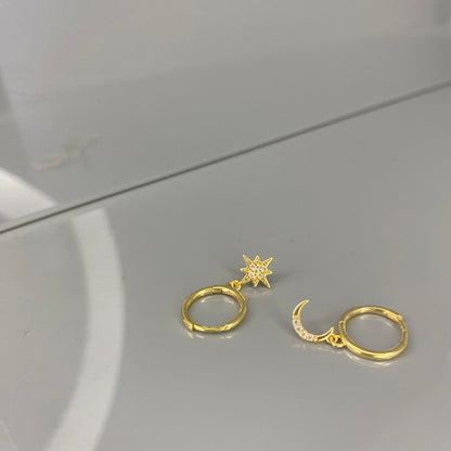 Sidabrinės auksuotos rinkutės "Star & Moon"