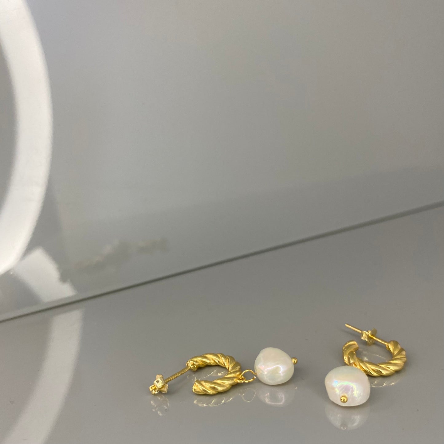 Sterling Silver Gold Plated Pearl Drop Earrings