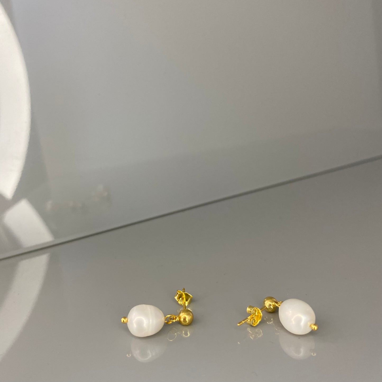 Sterling Silver Gold Plated Pearl Drop Earrings