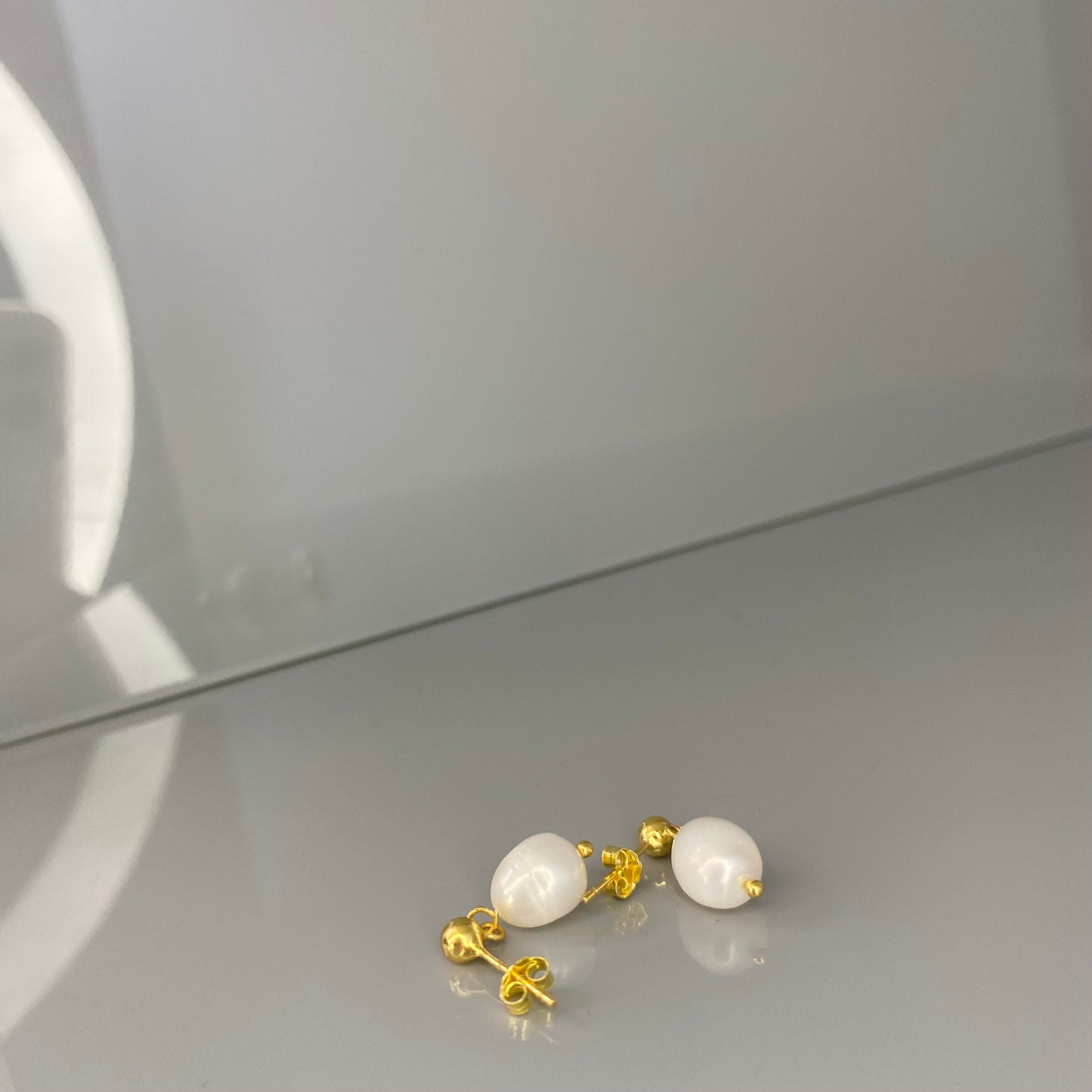 Sterling Silver Gold Plated Pearl Drop Earrings