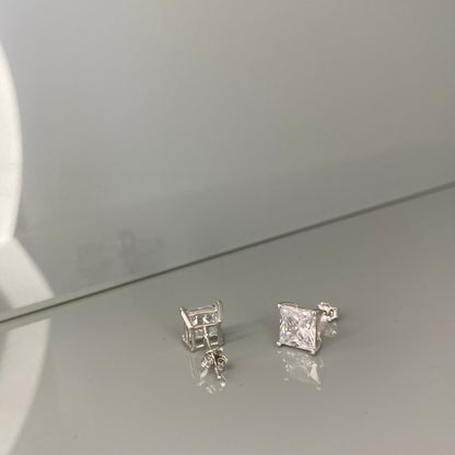 3-10 mm sidabriniai auskarai "PRINCESS CUT"