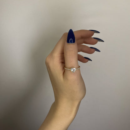 Sidabrinis auksuotas žiedas su cirkonio širdute