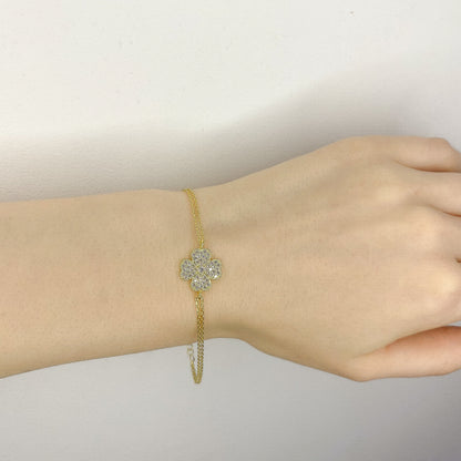 Sidabrinė auksuota apyrankė su dobilo lapu