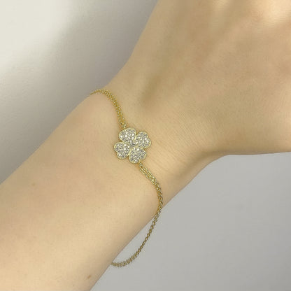 Sidabrinė auksuota apyrankė su dobilo lapu