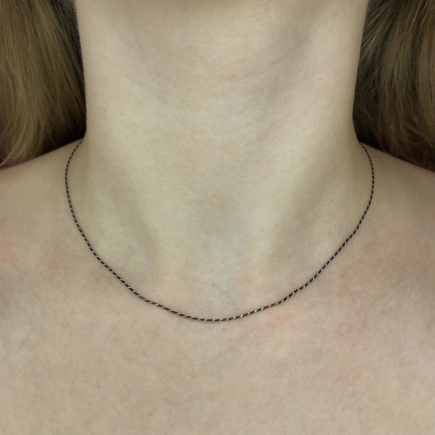 Oksiduoto sidabro 0,7 mm pločio grandinėlė