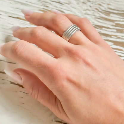 8mm sidabrinis žiedas dengtas rodžiu