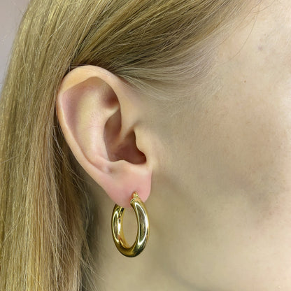 Sterling Silver Gold Plated Thick Hoops