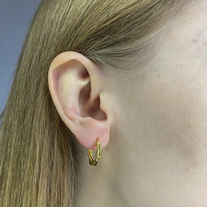 Sterling Silver Gold Plated Twisted Hoops