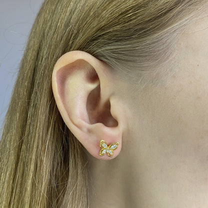 Sidabriniai auskarai drugeliai su cirkoniais