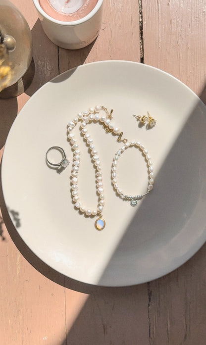 Perlai ¦ sidabrinė apyrankė su tikrais perlais "Good Luck"